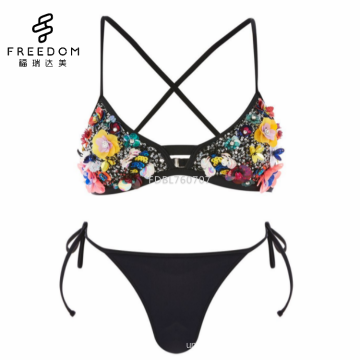 xxx school girls in photos of flower sequin decorated strappy xxx hot sexy lady bra and bikini bra set